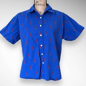 WRANGLER BLUES Men's Dancing Peppers‎ Print Short Sleeve Button Down Large | EUC